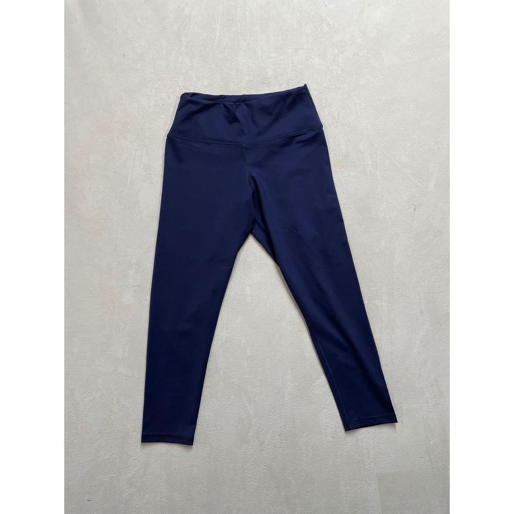 Vie Active Womens Navy Blue High Rise Cropped Compression Leggings Size M